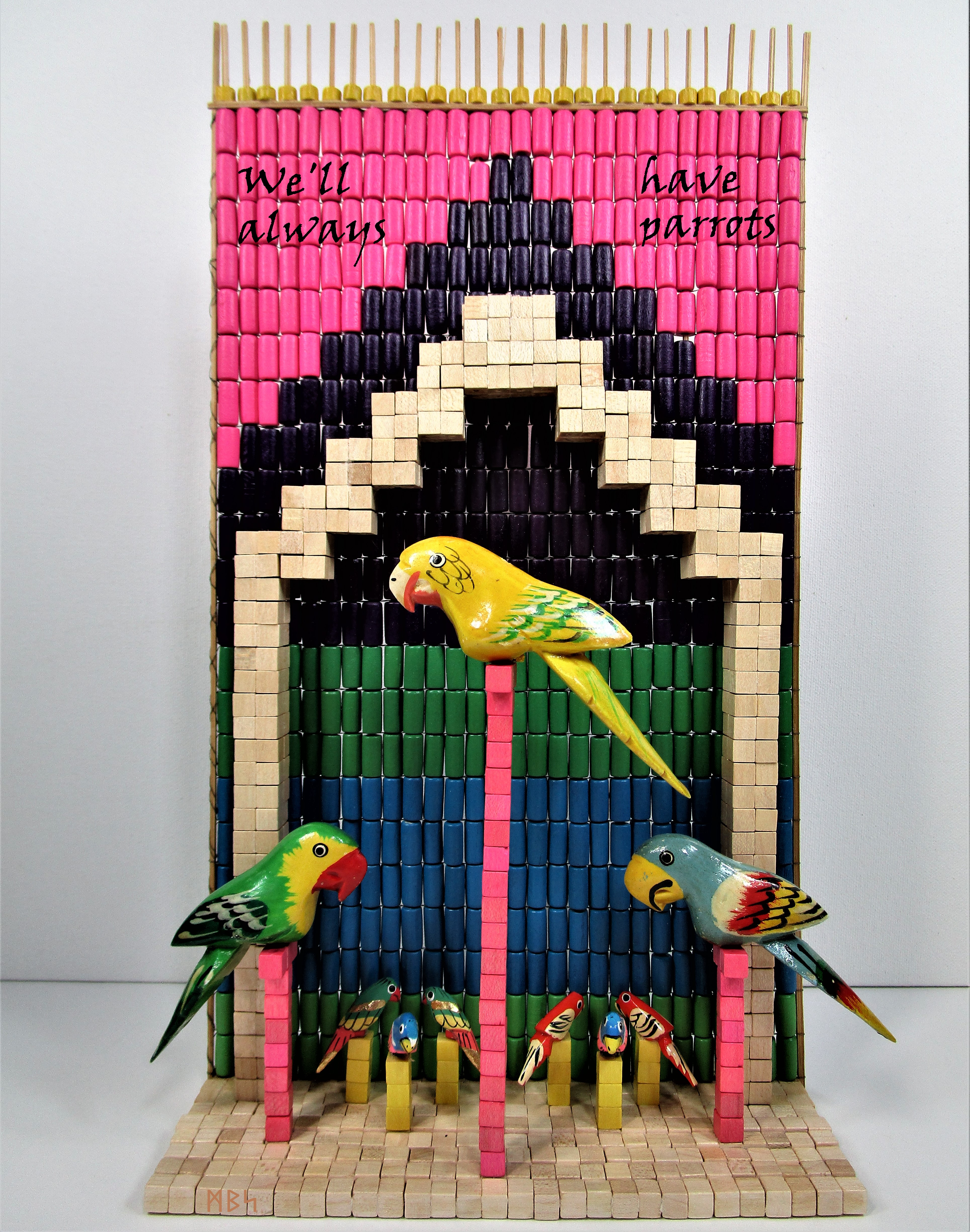 "We'll always have parrots": a diorama by Mike Smetzer.